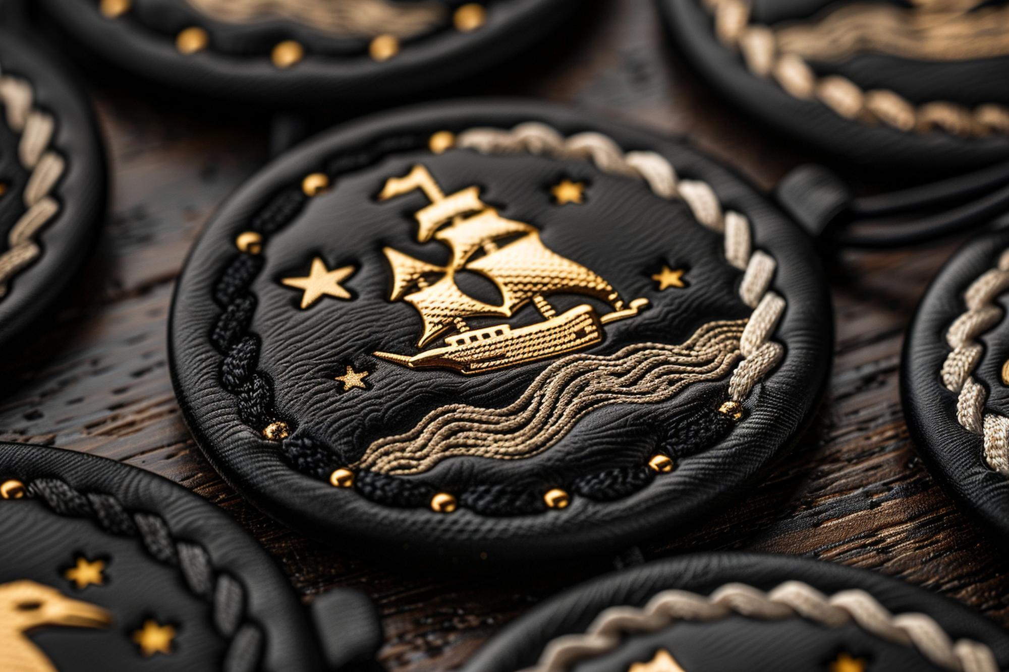small embroidered patch set on black